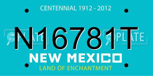 N16781T New Mexico License Plate