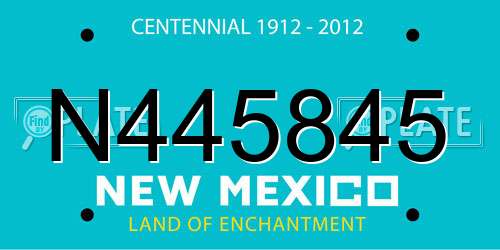 N445845 New Mexico License Plate