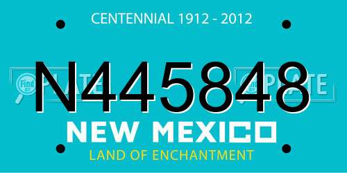 N445848 New Mexico License Plate