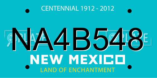 NA4B548 New Mexico License Plate