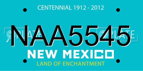 NAA5545 New Mexico License Plate