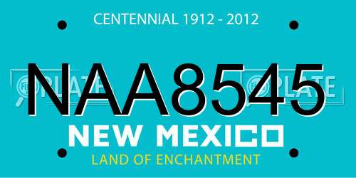 NAA8545 New Mexico License Plate