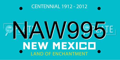 NAW995 New Mexico License Plate