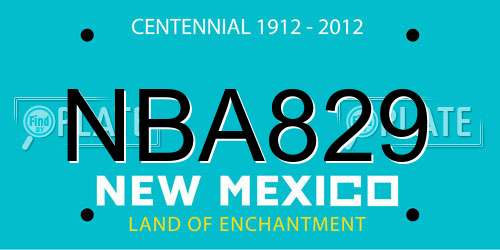 NBA829 New Mexico License Plate