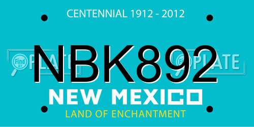 NBK892 New Mexico License Plate