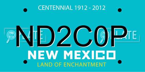 ND2C0P New Mexico License Plate