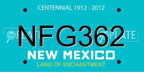 NFG362 New Mexico License Plate