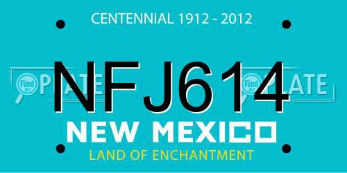 NFJ614 New Mexico License Plate