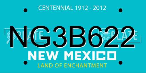 NG3B622 New Mexico License Plate