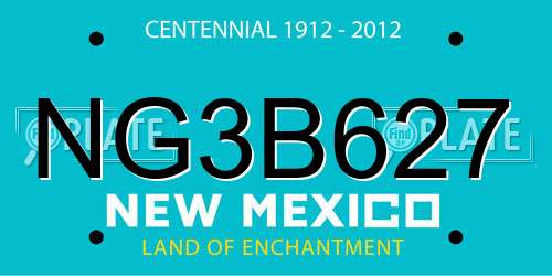 NG3B627 New Mexico License Plate