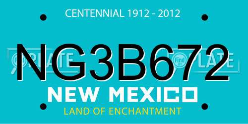 NG3B672 New Mexico License Plate