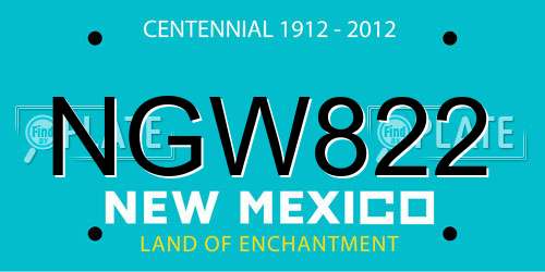 NGW822 New Mexico License Plate