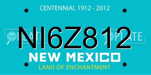 NI6Z812 New Mexico License Plate