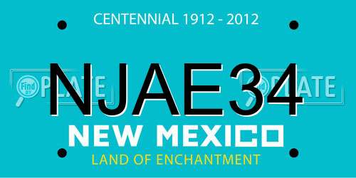 NJAE34 New Mexico License Plate