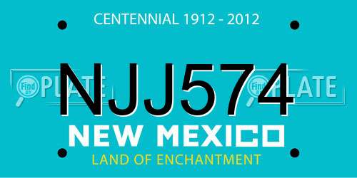 NJJ574 New Mexico License Plate