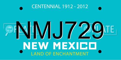 NMJ729 New Mexico License Plate