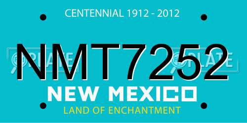 NMT7252 New Mexico License Plate