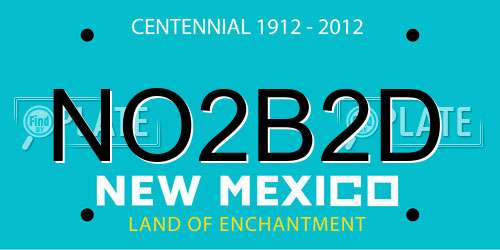 NO2B2D New Mexico License Plate