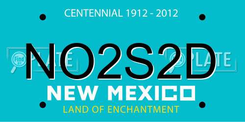 NO2S2D New Mexico License Plate