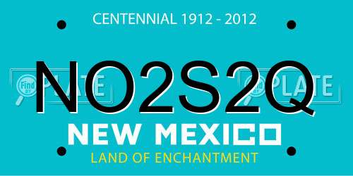 NO2S2Q New Mexico License Plate
