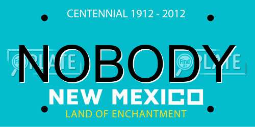 NOBODY New Mexico License Plate