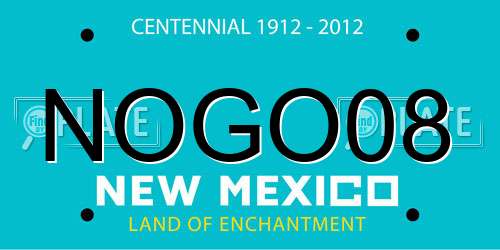 NOGO08 New Mexico License Plate