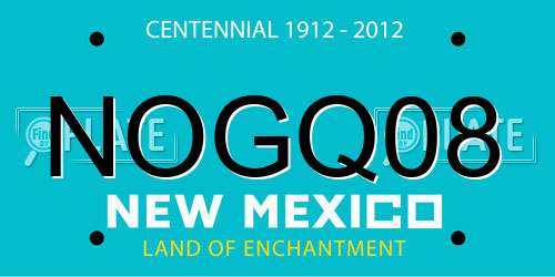 NOGQ08 New Mexico License Plate