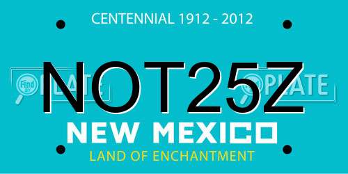 NOT25Z New Mexico License Plate