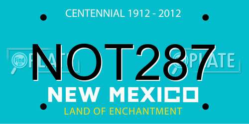 NOT287 New Mexico License Plate