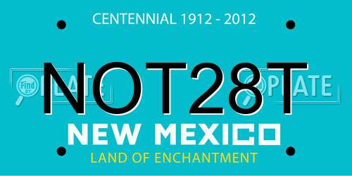 NOT28T New Mexico License Plate