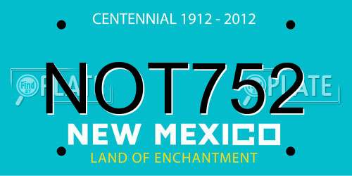 NOT752 New Mexico License Plate