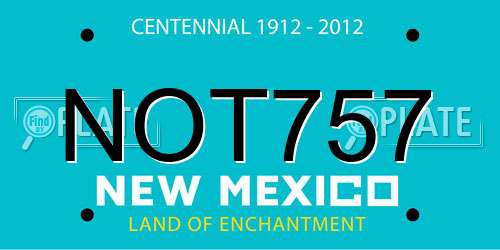 NOT757 New Mexico License Plate