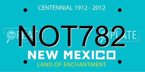 NOT782 New Mexico License Plate