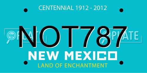 NOT787 New Mexico License Plate