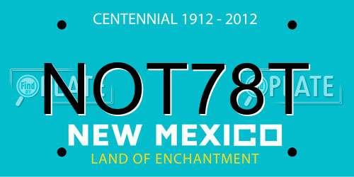 NOT78T New Mexico License Plate