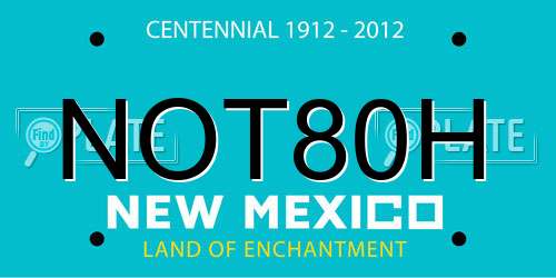 NOT80H New Mexico License Plate