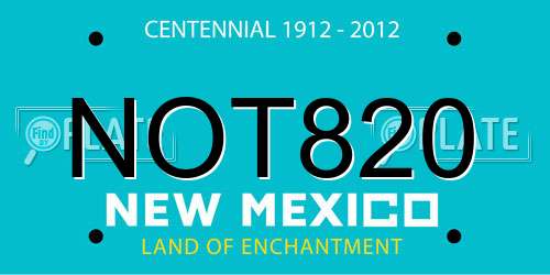 NOT820 New Mexico License Plate