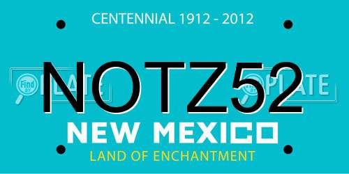 NOTZ52 New Mexico License Plate