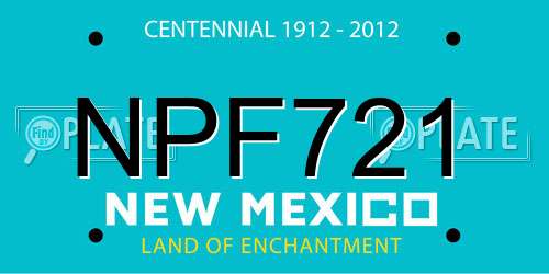 NPF721 New Mexico License Plate