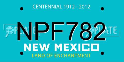 NPF782 New Mexico License Plate