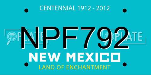 NPF792 New Mexico License Plate