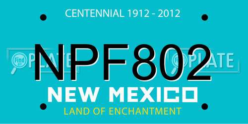 NPF802 New Mexico License Plate
