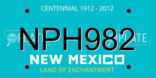 NPH982 New Mexico License Plate