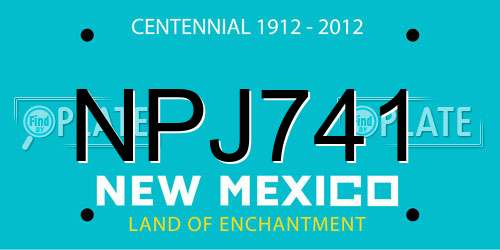 NPJ741 New Mexico License Plate