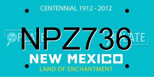 NPZ736 New Mexico License Plate