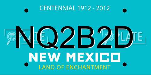 NQ2B2D New Mexico License Plate