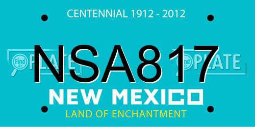 NSA817 New Mexico License Plate