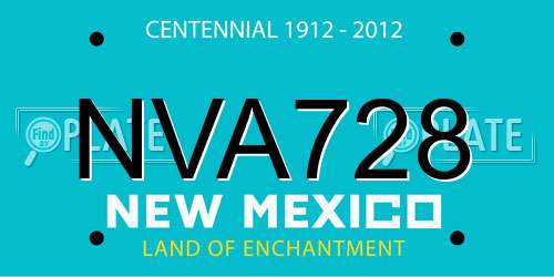 NVA728 New Mexico License Plate