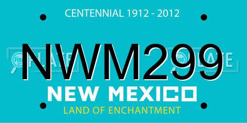 NWM299 New Mexico License Plate
