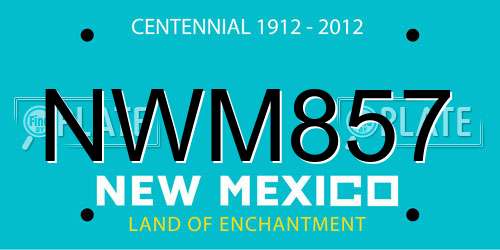 NWM857 New Mexico License Plate